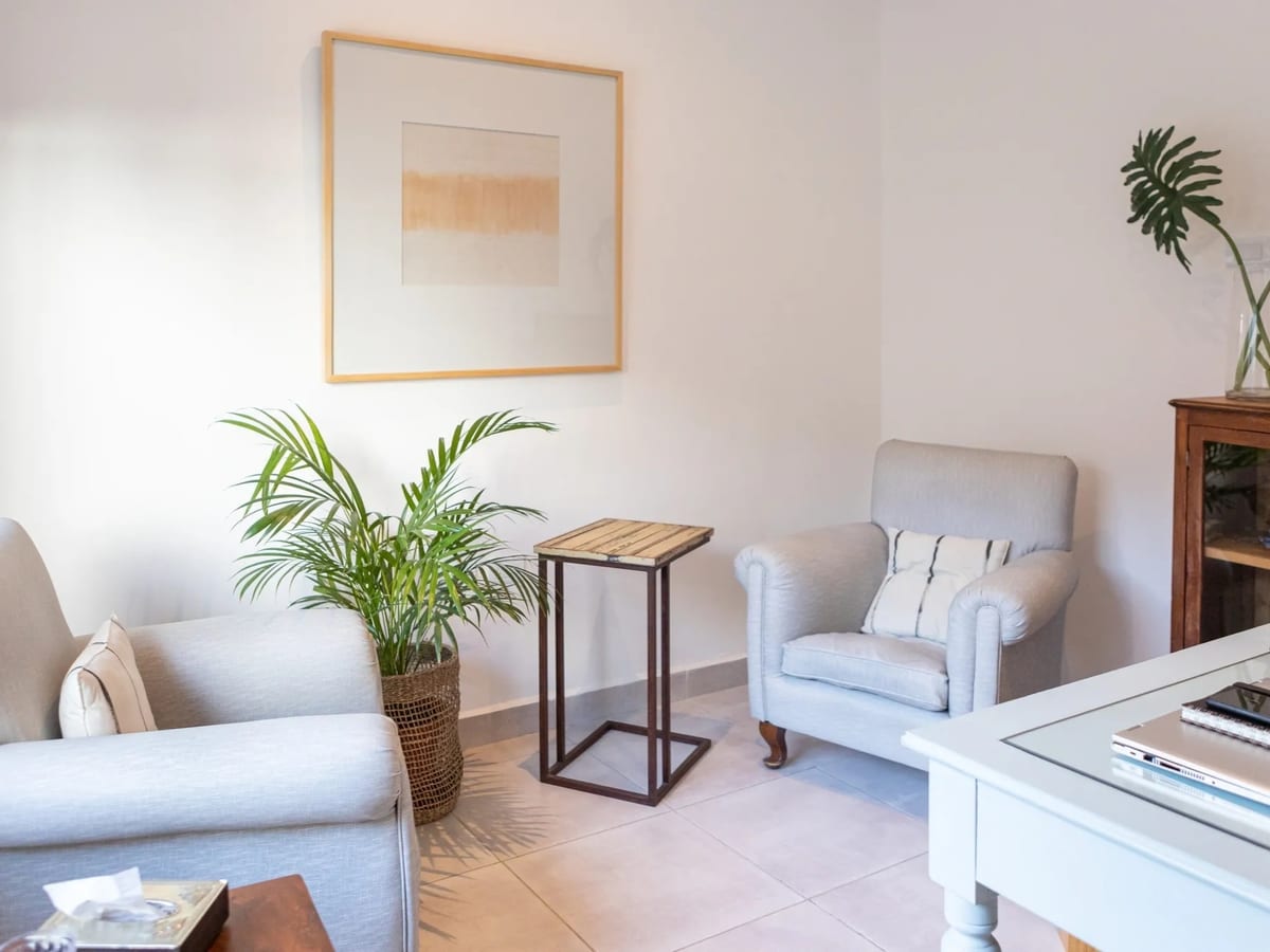 A bright, calm therapy room at the center